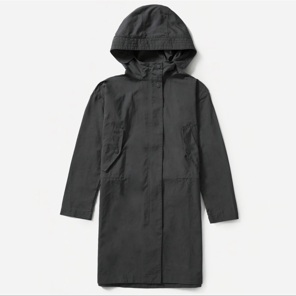 Everlane City Anorak hooded rain Jacket in black minimalist capsule Small - Picture 1 of 12